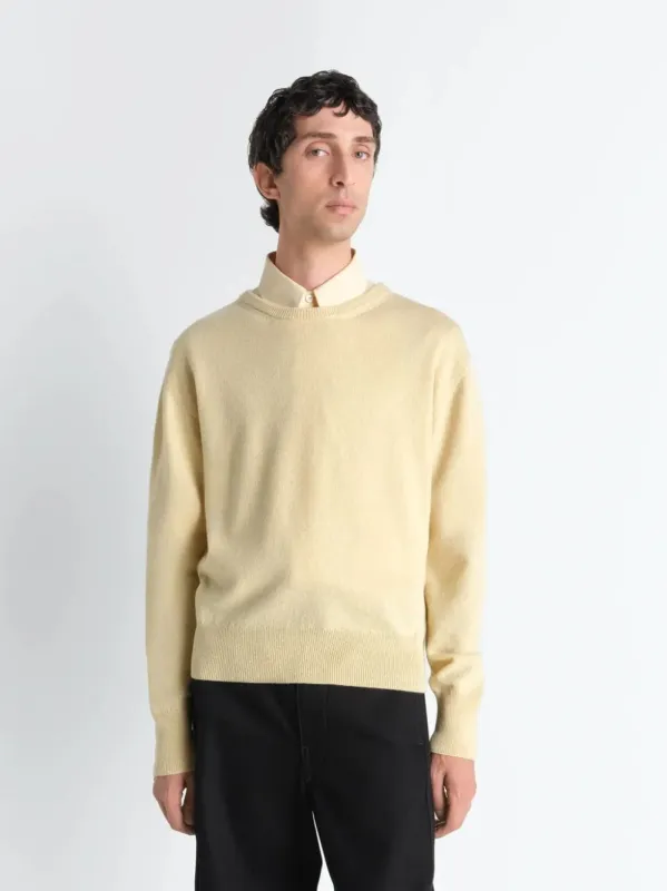 Butter Yellow Wool and Cashmere Crewneck Sweater sold by Fashion Clinic