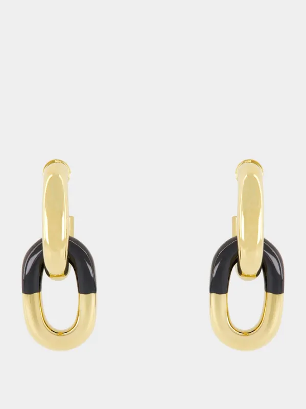 XL Link Gold and Black Earrings sold by Fashion Clinic