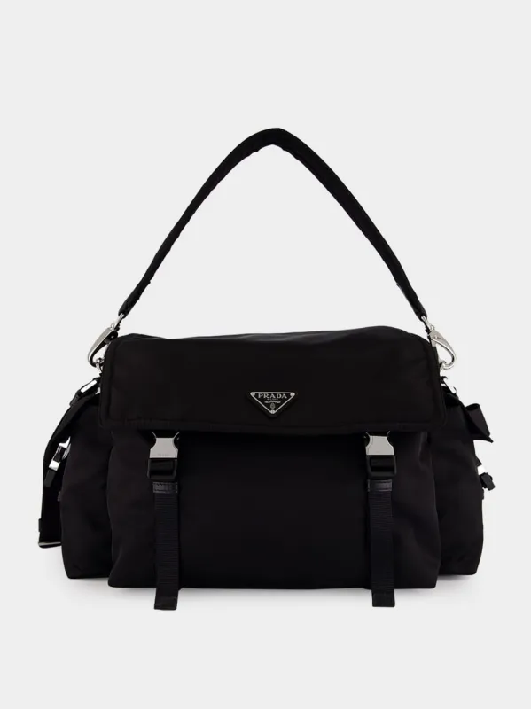 Black Explore Re-Nylon and Leather Bag made by Prada
