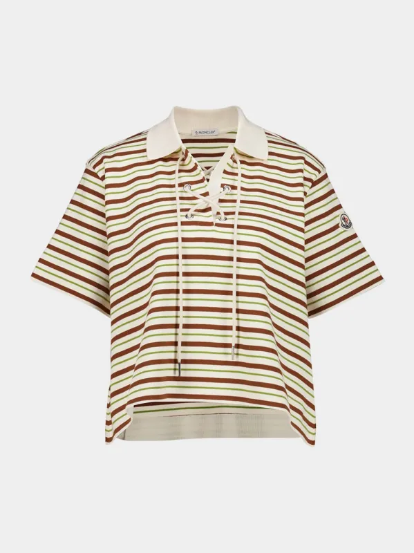 Light Beige Striped Cotton Polo Shirt sold by Fashion Clinic