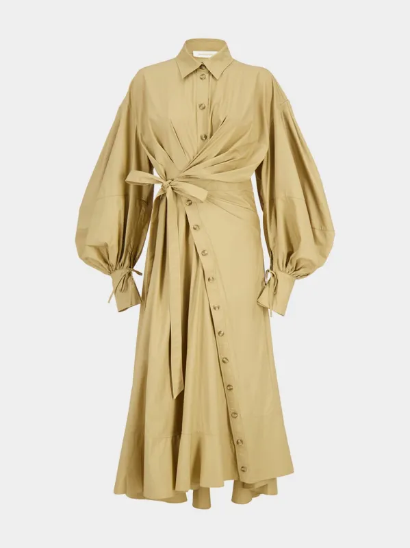 Rebellion Olive Cotton Midi Dress sold by Fashion Clinic