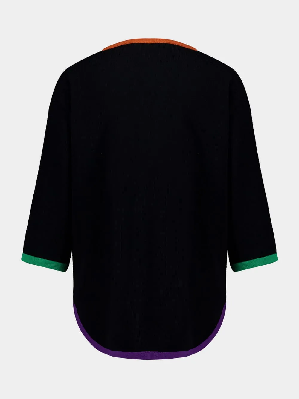 Black Long-Sleeve Wool Top with V Detail sold by Fashion Clinic product image thumbnail 2