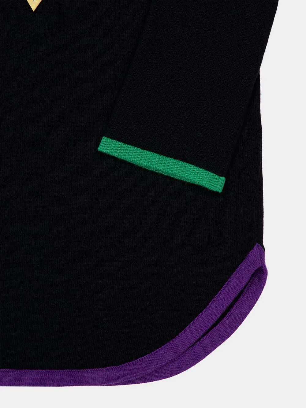 Black Long-Sleeve Wool Top with V Detail sold by Fashion Clinic product image thumbnail 4