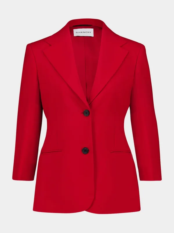 Dark Red Crepe Cady Single-Breasted Jacket made by Givenchy