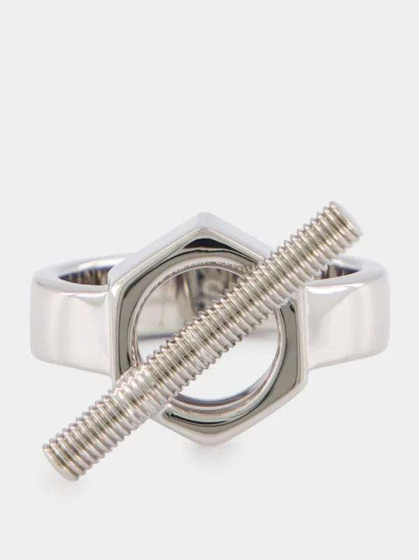Silver Sculptural Brass Ring sold by Fashion Clinic