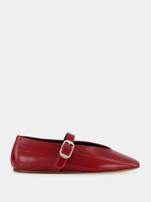 Oxblood Stella Eel-Embossed Leather Slipper sold by Fashion Clinic
