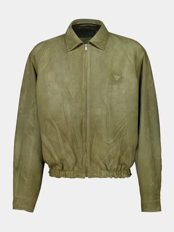 Salvia Green Leather Jacket made by Prada