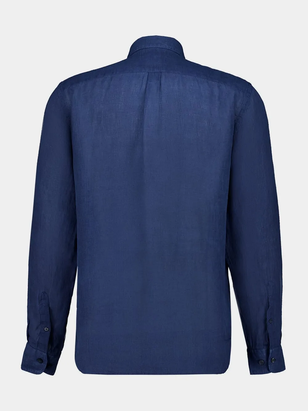 Navy Blue Linen Long-Sleeved Shirt sold by Fashion Clinic product image thumbnail 2