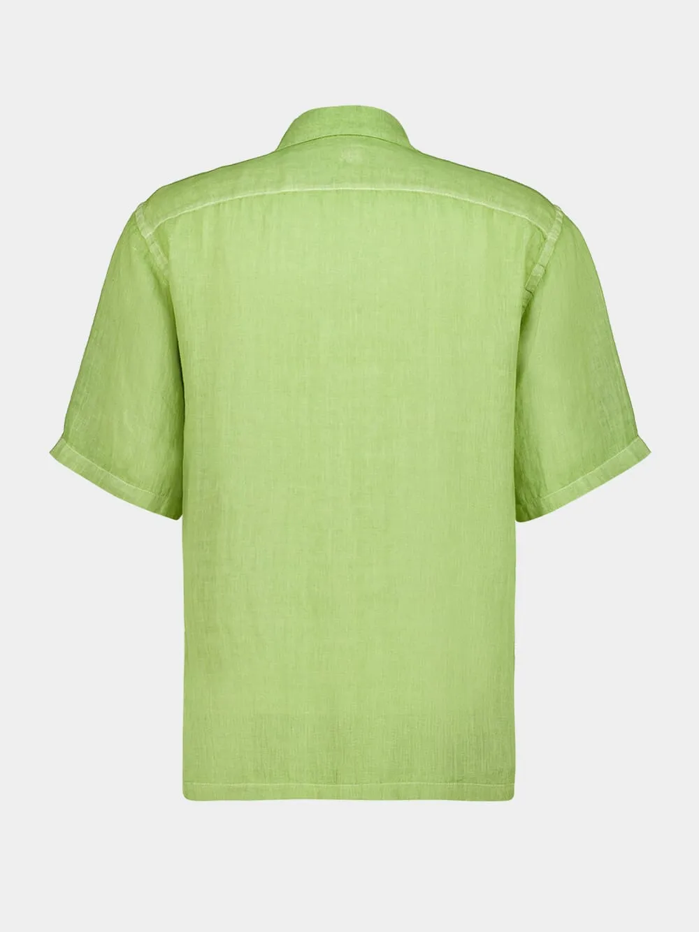 Apple Soft Green Linen Short-Sleeved Shirt sold by Fashion Clinic product image thumbnail 2