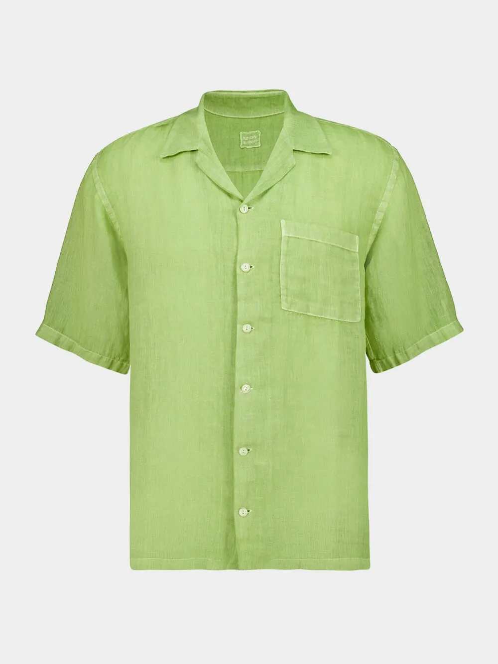 Apple Soft Green Linen Short-Sleeved Shirt sold by Fashion Clinic