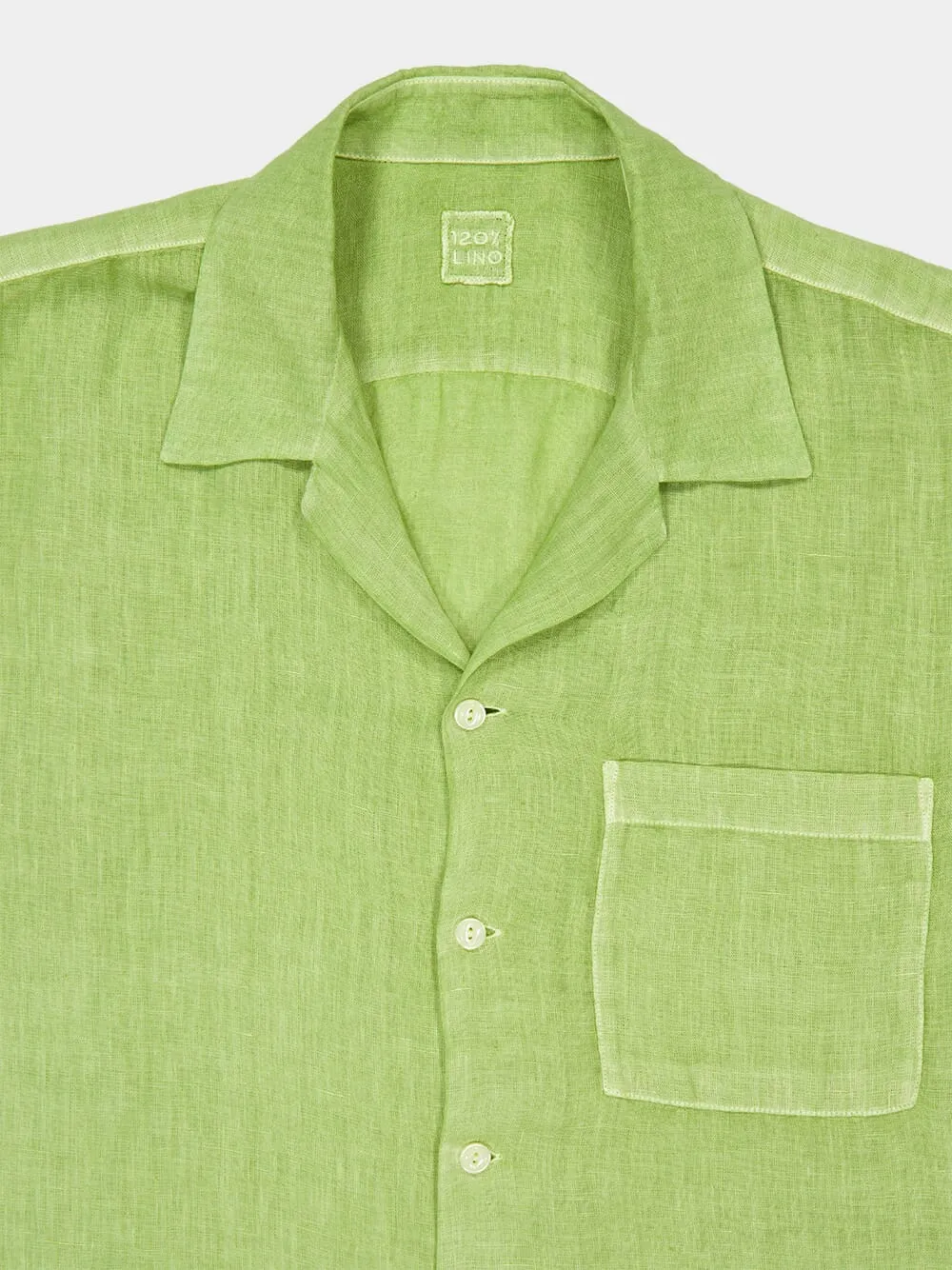 Apple Soft Green Linen Short-Sleeved Shirt sold by Fashion Clinic product image thumbnail 3