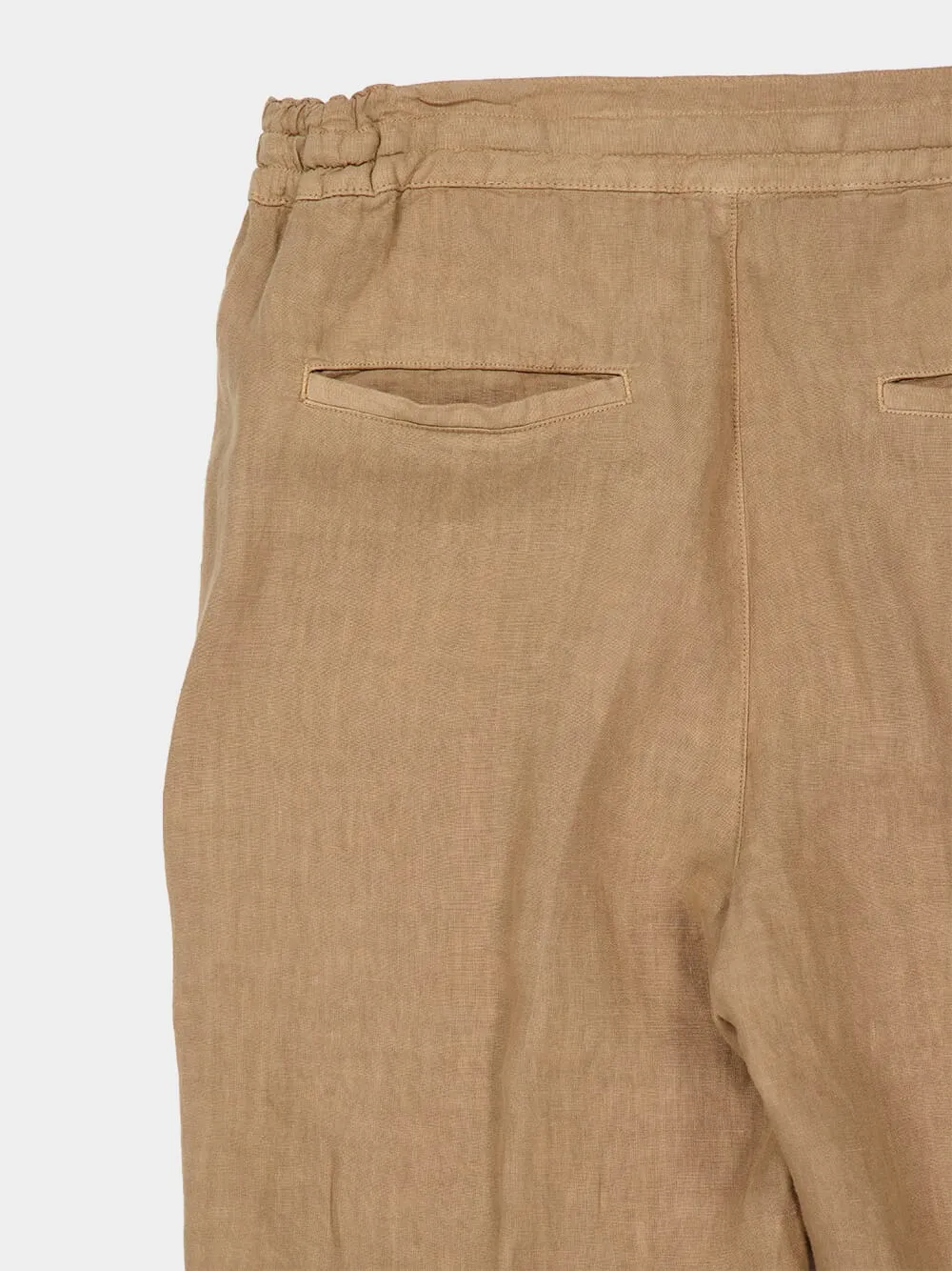 Savana Beige Linen Drawstring Trousers sold by Fashion Clinic product image thumbnail 4