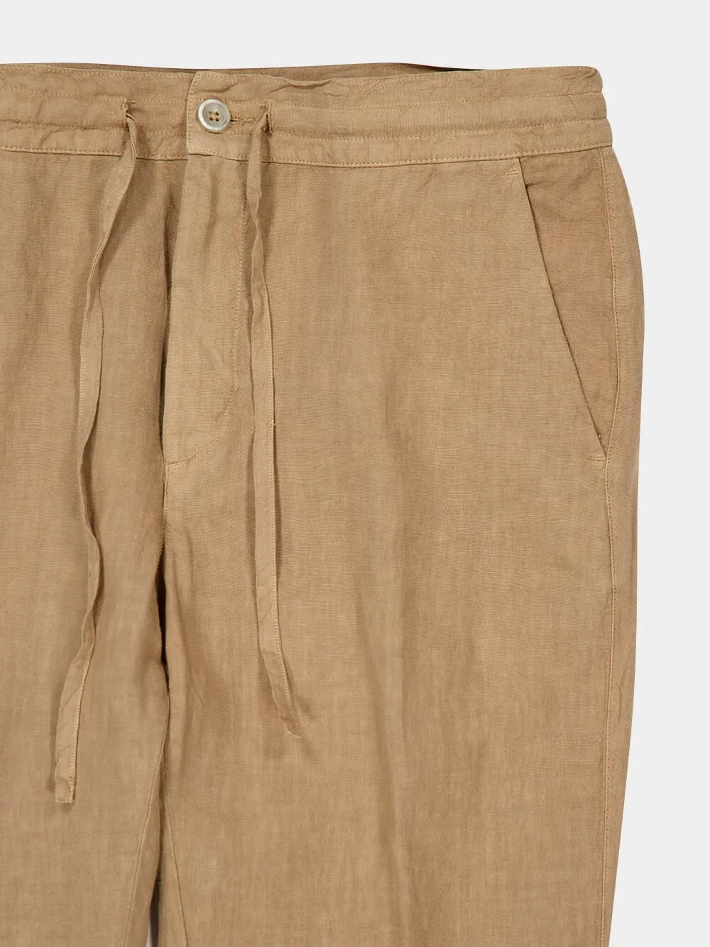 Savana Beige Linen Drawstring Trousers sold by Fashion Clinic product image thumbnail 3
