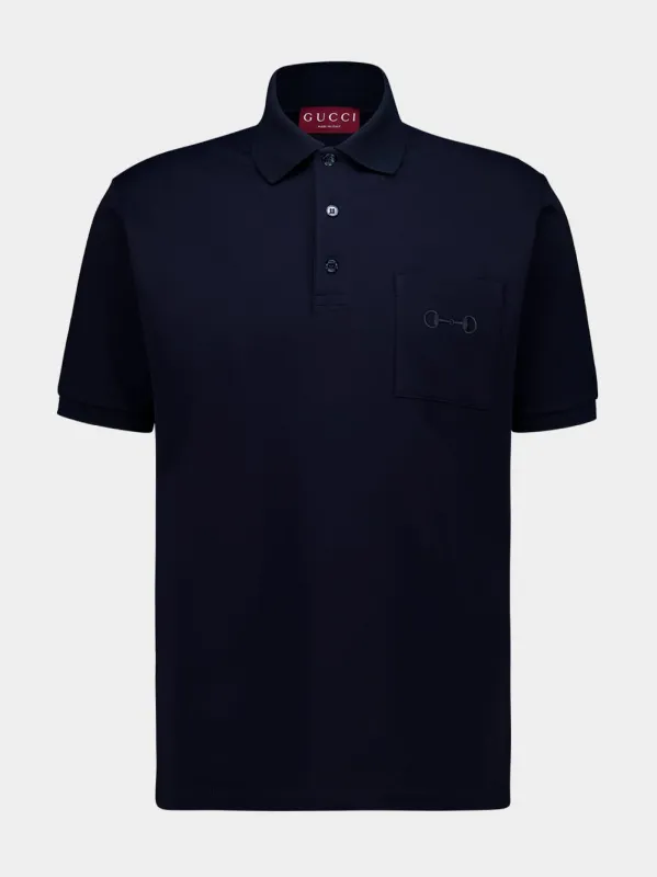 Night Blue Cotton Polo Shirt sold by Fashion Clinic