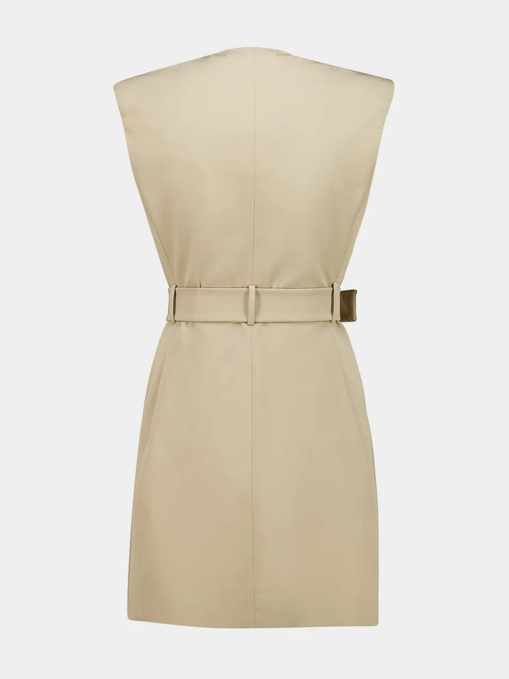 Beige Gabardine Cotton Belted Mini Dress sold by Fashion Clinic product image thumbnail 2