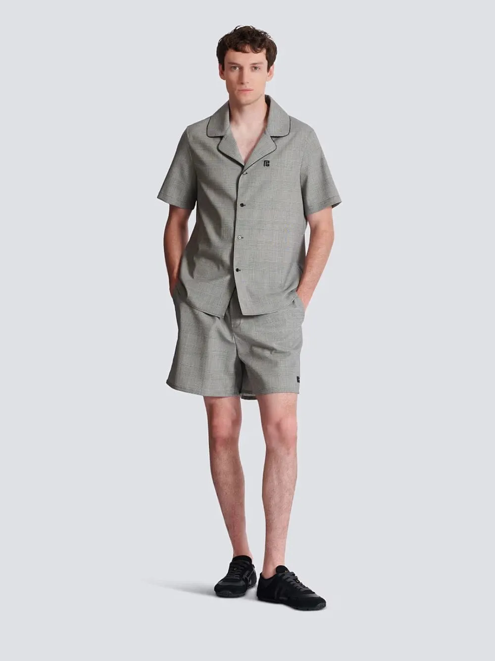 Black Short-Sleeved Prince of Wales Pyjama Shirt sold by Fashion Clinic product image thumbnail 2