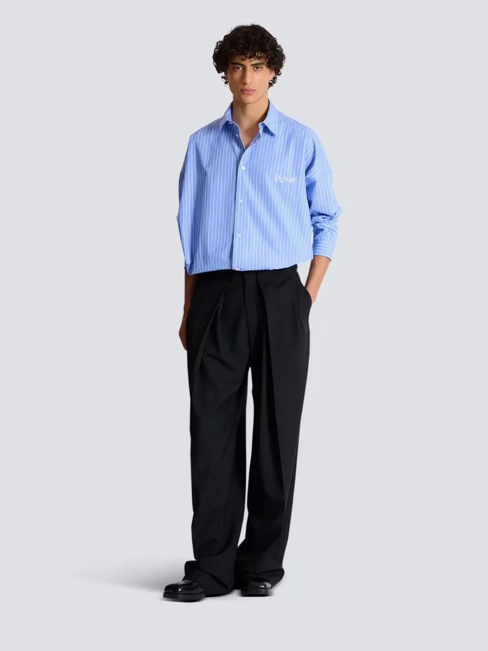 Blue Relaxed Fit Striped Cotton Shirt sold by Fashion Clinic