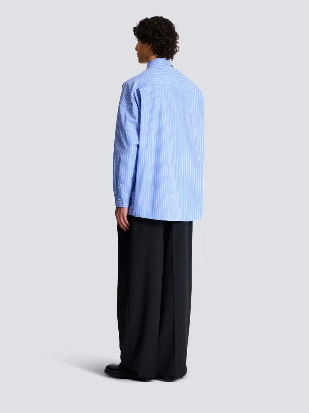 Blue Relaxed Fit Striped Cotton Shirt sold by Fashion Clinic product image thumbnail 3