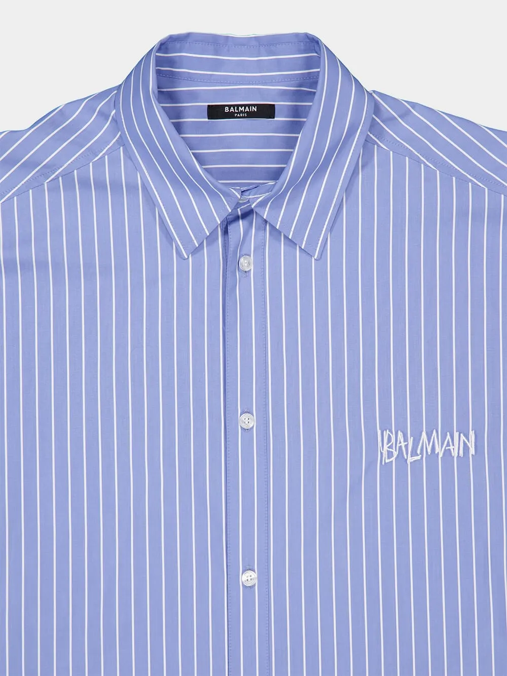 Blue Relaxed Fit Striped Cotton Shirt sold by Fashion Clinic product image thumbnail 5