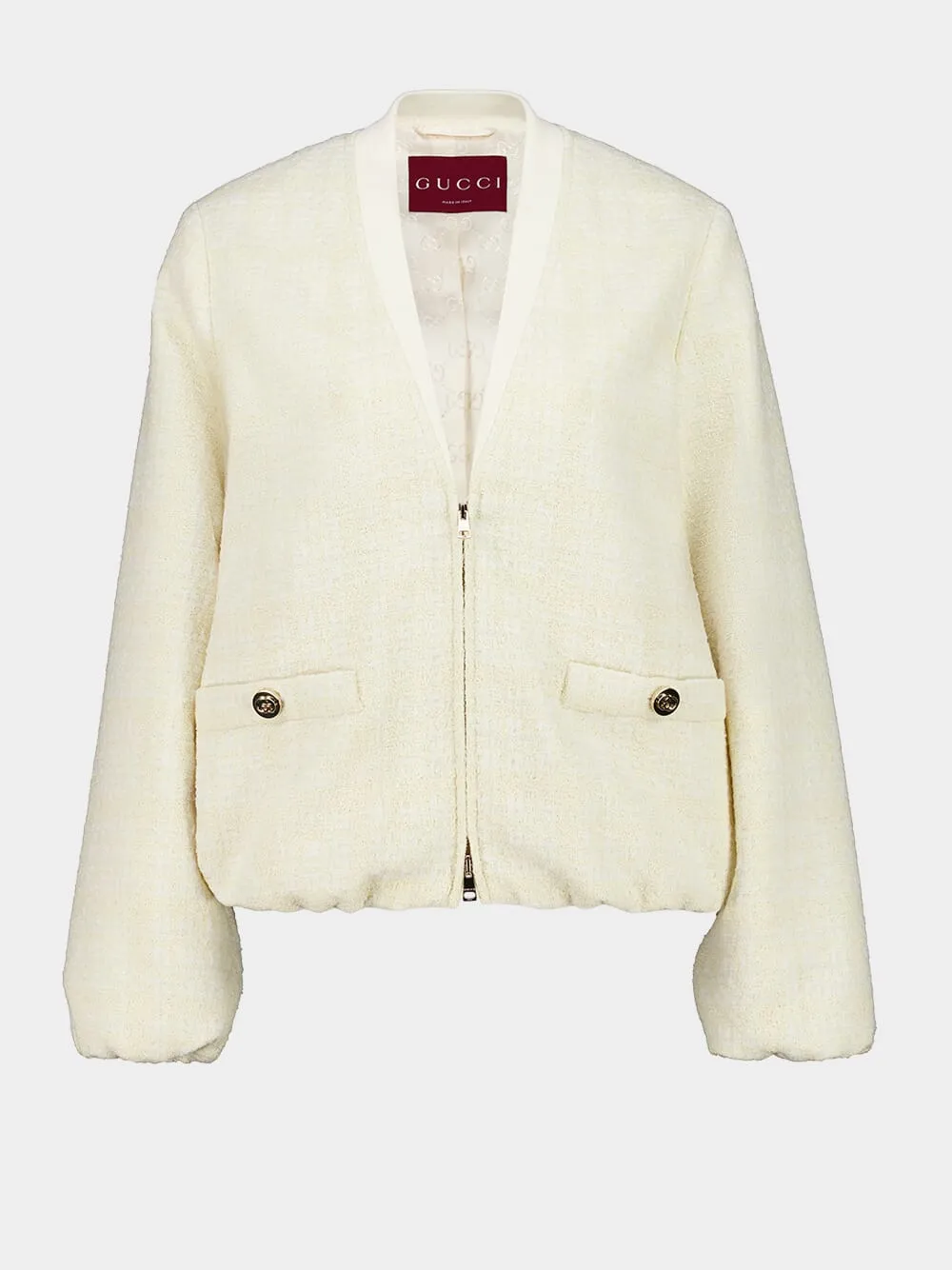 Ivory Check Cotton Tweed Jacket sold by Fashion Clinic