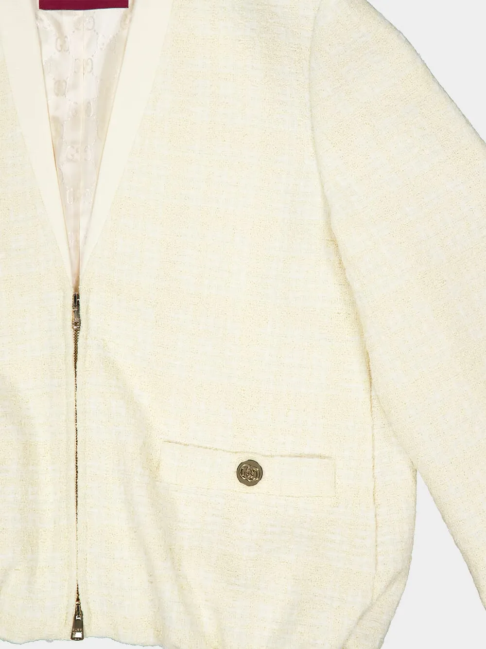 Ivory Check Cotton Tweed Jacket sold by Fashion Clinic product image thumbnail 4