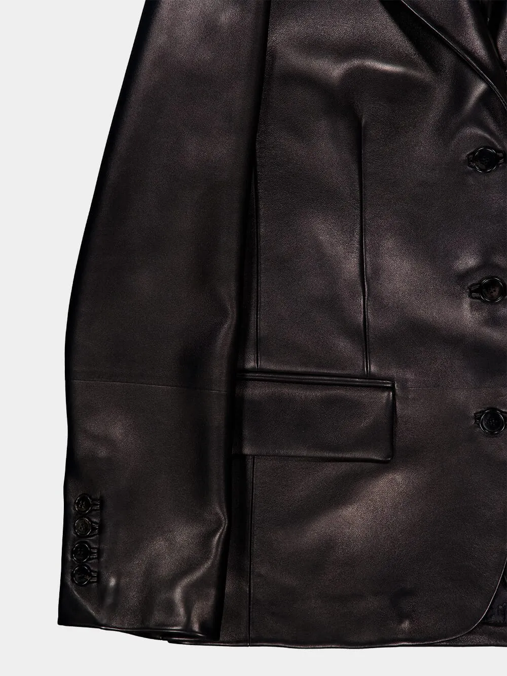 Black Shiny Leather Jacket sold by Fashion Clinic product image thumbnail 4