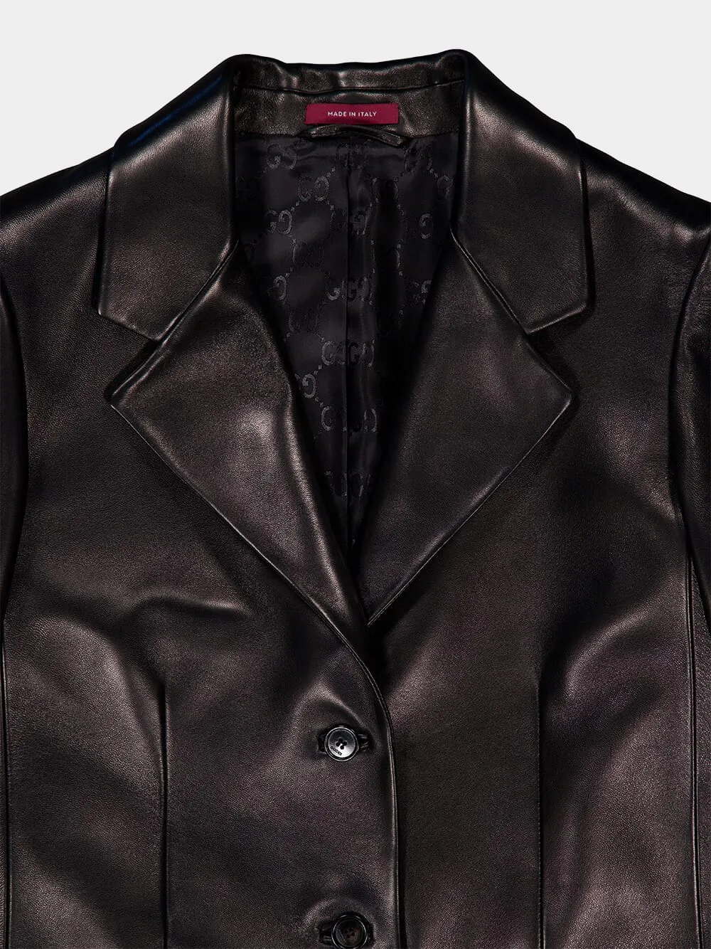 Black Shiny Leather Jacket sold by Fashion Clinic product image thumbnail 3