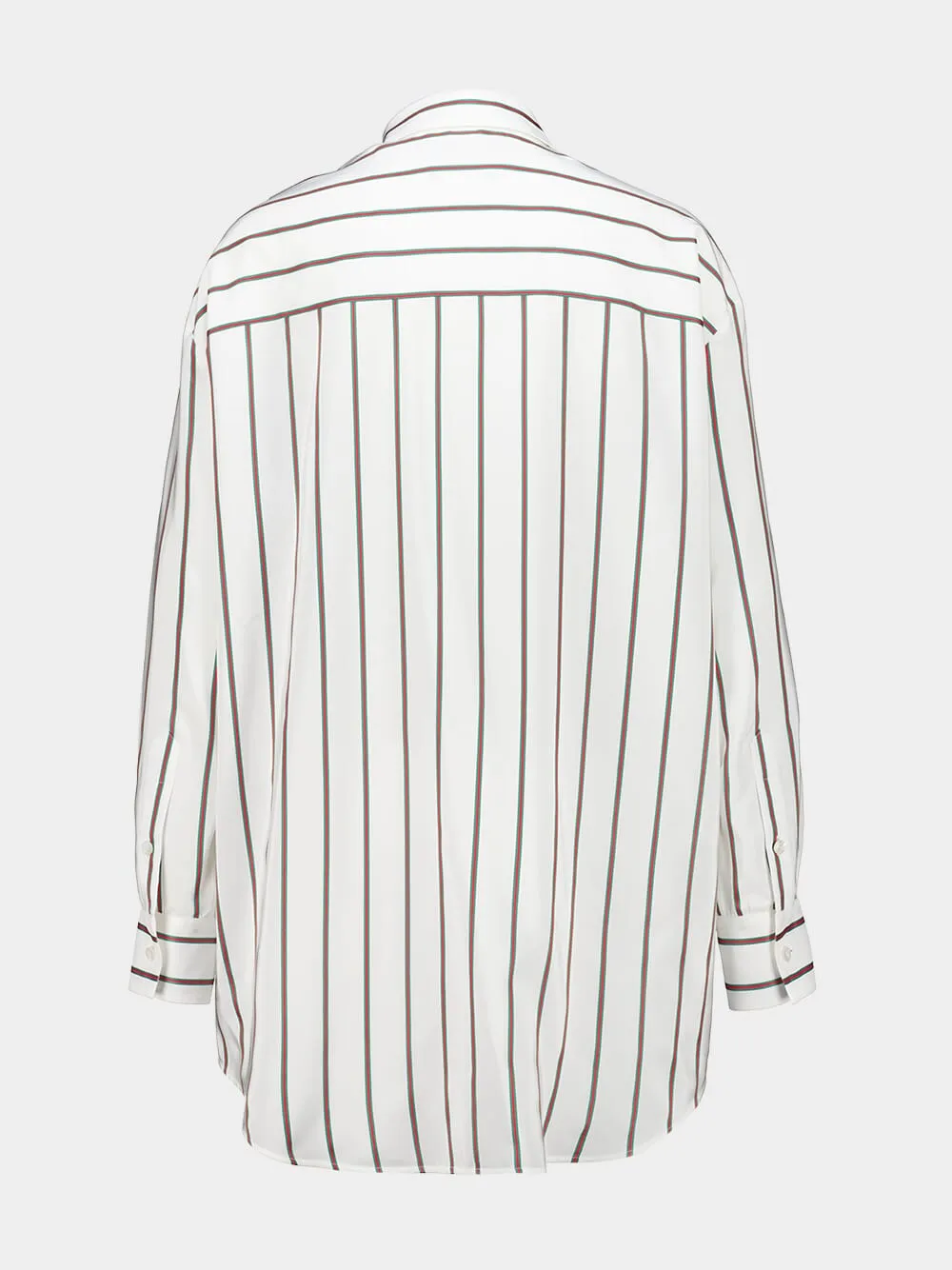 White Striped Silk Shirt with Web Detail sold by Fashion Clinic product image thumbnail 2