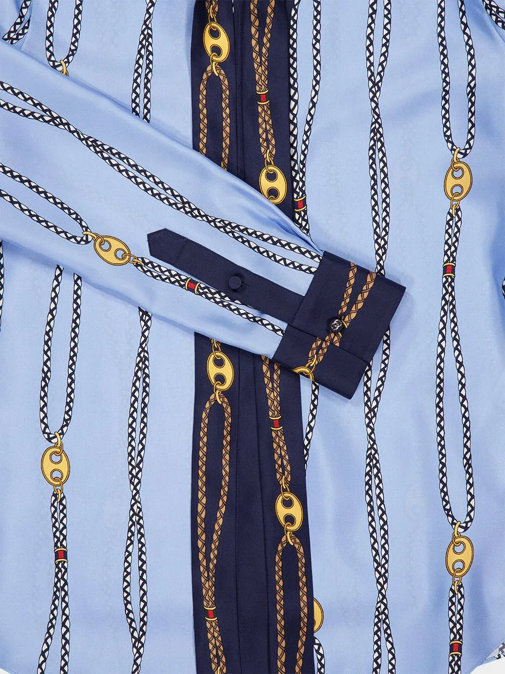 Blue Marina Chain Print Silk Twill Shirt sold by Fashion Clinic product image thumbnail 4