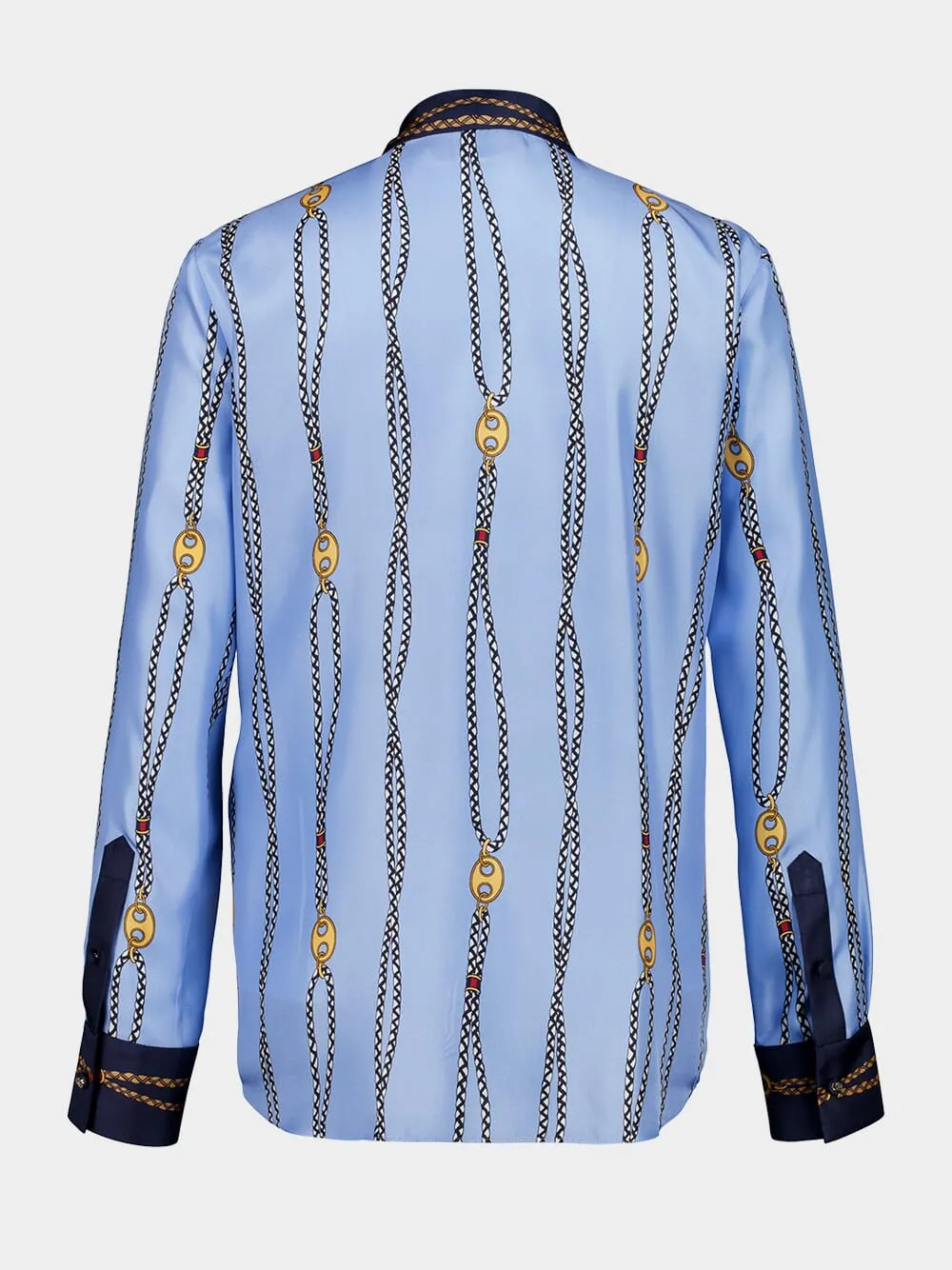 Blue Marina Chain Print Silk Twill Shirt sold by Fashion Clinic product image thumbnail 2