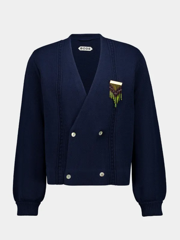 Navy Double-Breasted Cardigan sold by Fashion Clinic