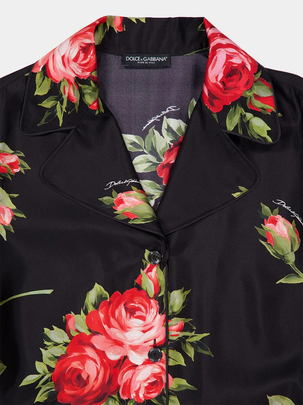Rose Bouquet-Print Silk Twill Vanity Shirt sold by Fashion Clinic product image thumbnail 3