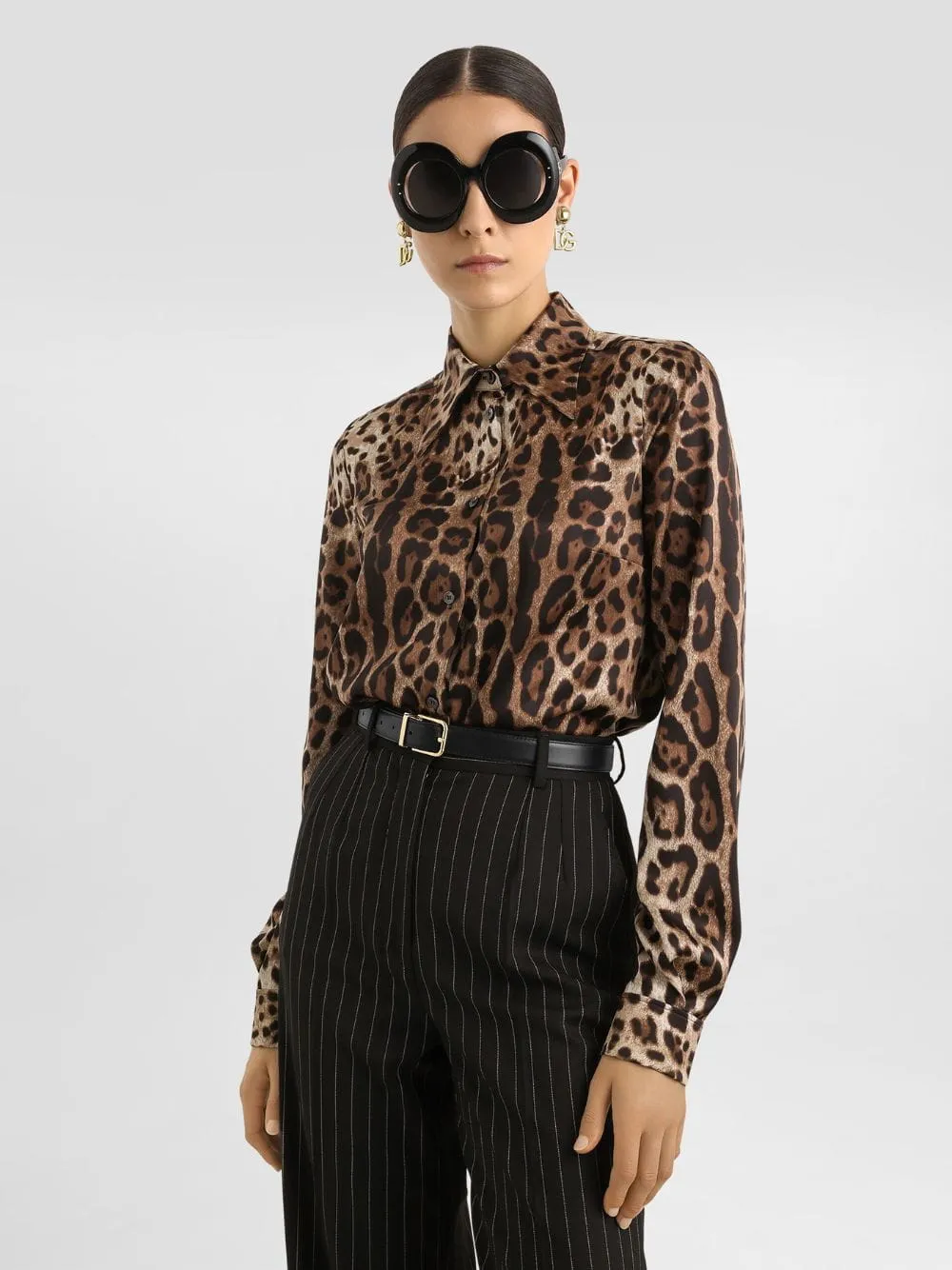 Leopard-Print Silk Satin Shirt sold by Fashion Clinic product image thumbnail 2