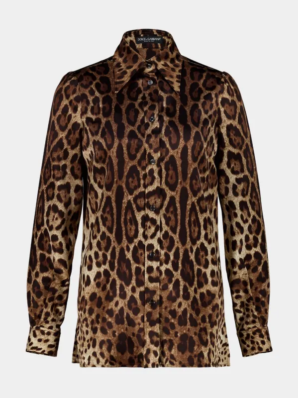 Leopard-Print Silk Satin Shirt sold by Fashion Clinic