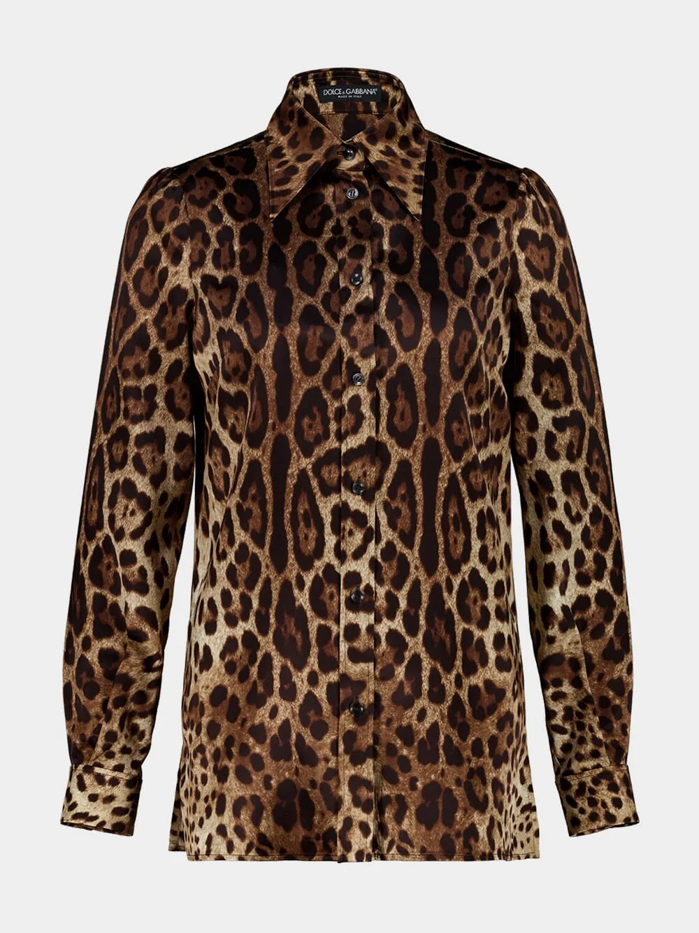 Leopard-Print Silk Satin Shirt sold by Fashion Clinic