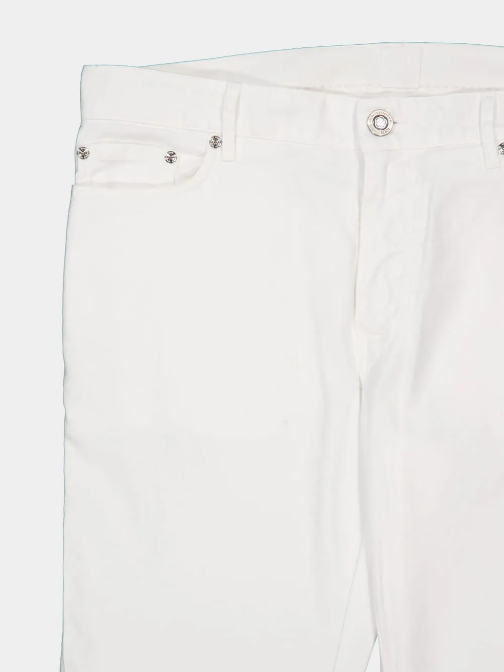 White Slim Fit Linen-Blend 5-Pocket Pants sold by Fashion Clinic product image thumbnail 3