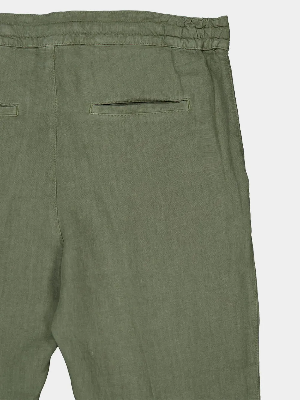 Khaki Drawstring Linen Pants sold by Fashion Clinic product image thumbnail 4