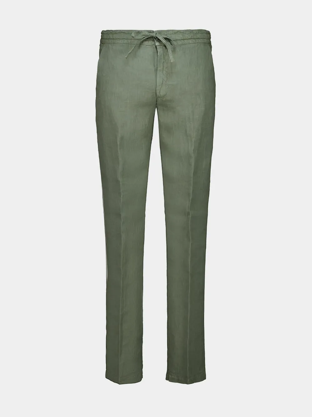 Khaki Drawstring Linen Pants sold by Fashion Clinic