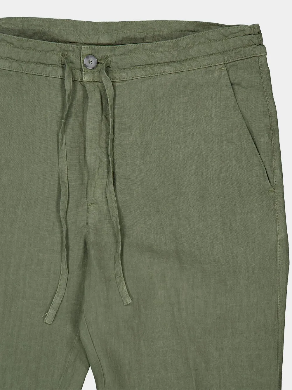 Khaki Drawstring Linen Pants sold by Fashion Clinic product image thumbnail 3