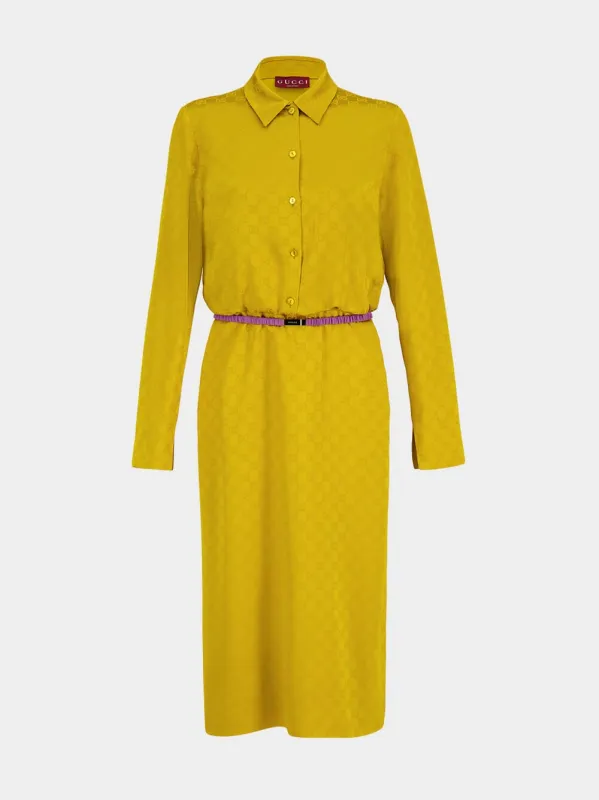 Hazelnut Cream GG Midi Dress in Viscose sold by Fashion Clinic