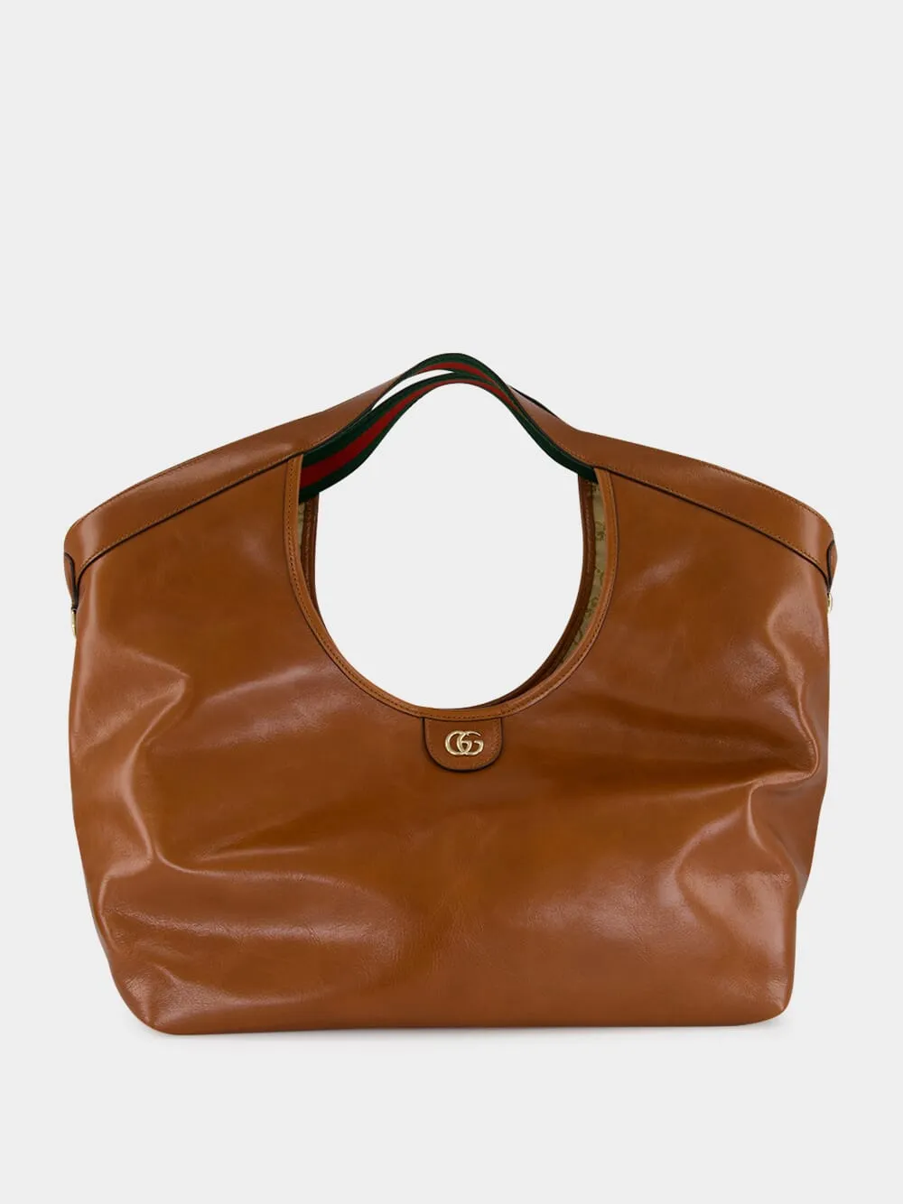 Giglio Large Tote Bag in Dark Brown Glossy Leather sold by Fashion Clinic