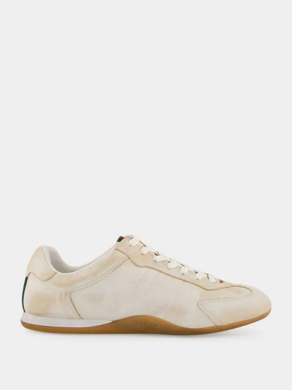 White Washed Leather GG Shift Sneakers sold by Fashion Clinic