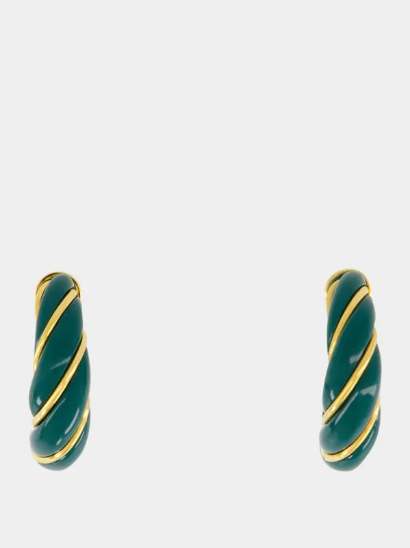 Emerald Green Diana Hoop Earrings sold by Fashion Clinic