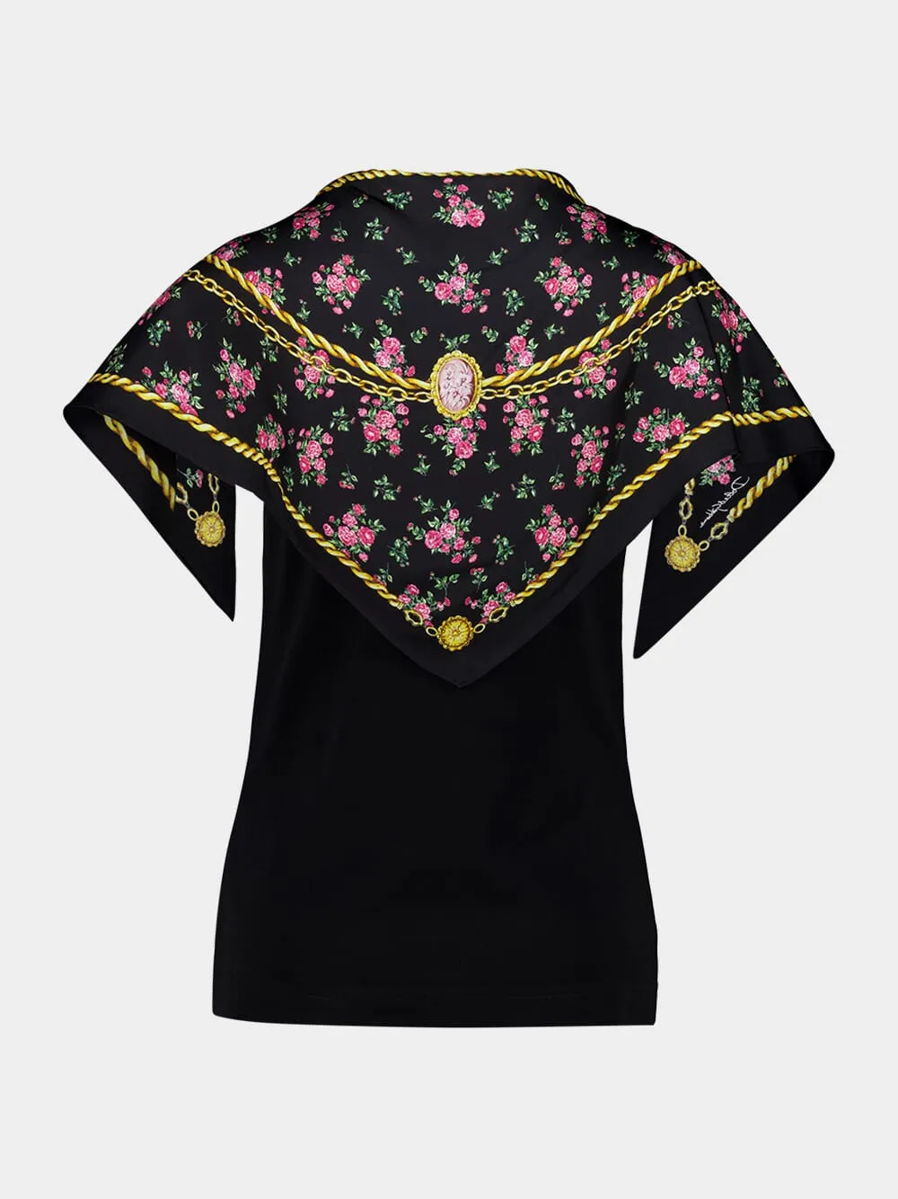 Black Cotton T-Shirt with Scarf Detail sold by Fashion Clinic product image thumbnail 2