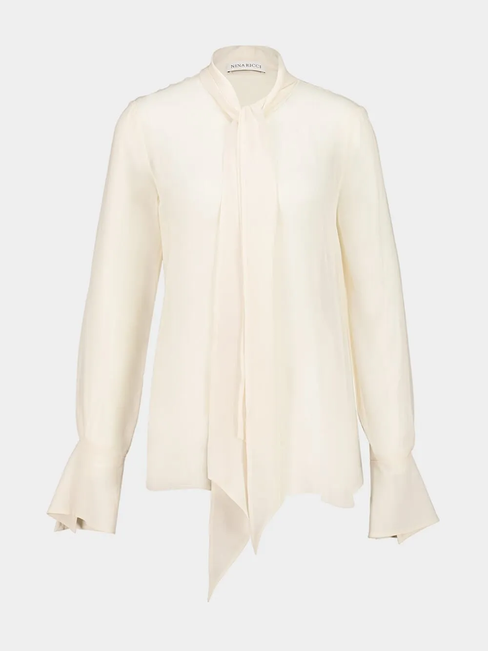 White Satin Lavallière Blouse sold by Fashion Clinic