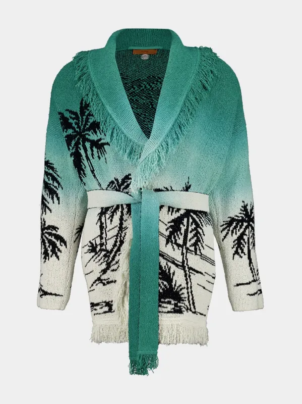 Green Wave Bloom Jacquard Cardigan sold by Fashion Clinic