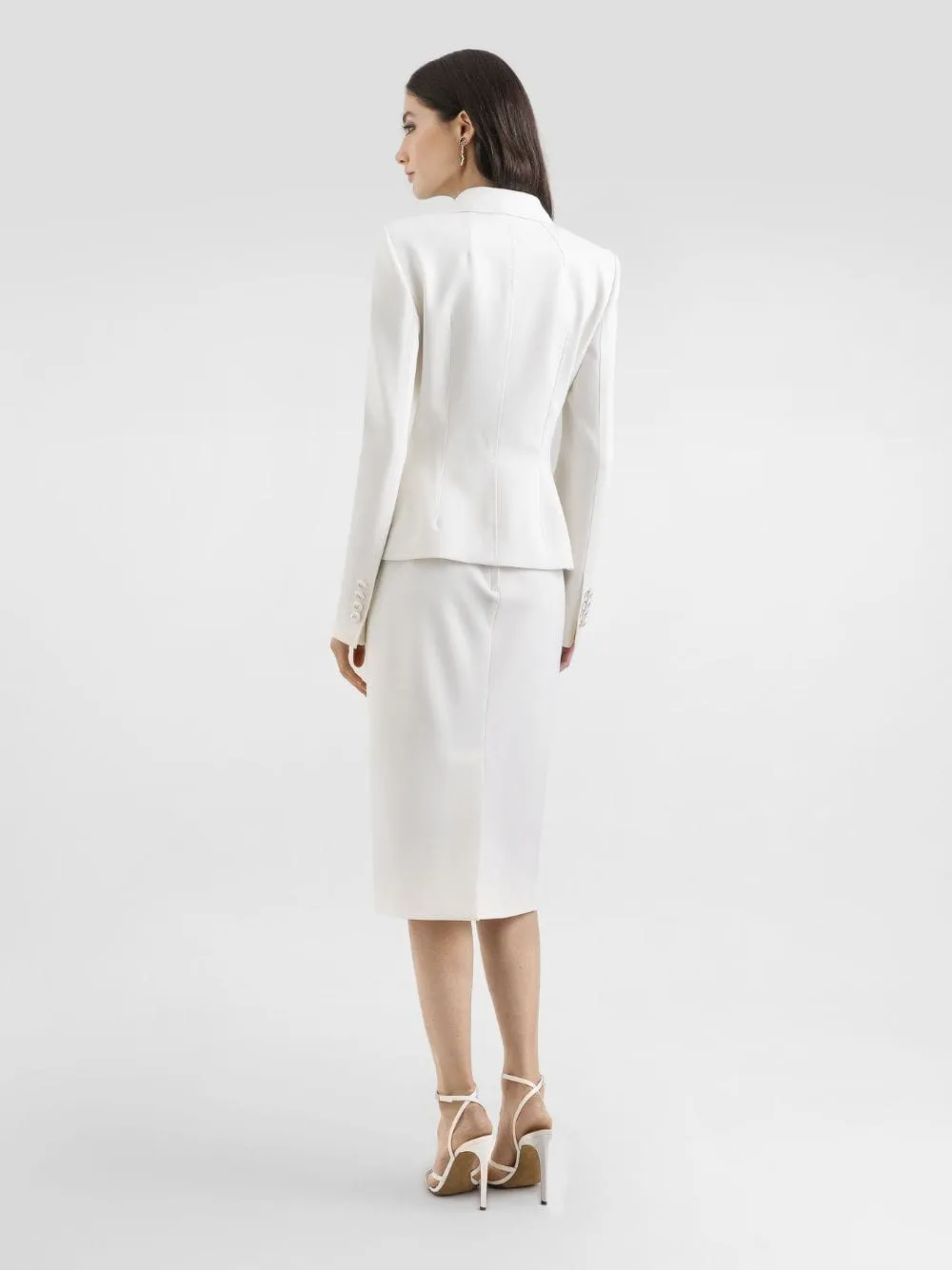 White Double-Breasted Twill Blazer sold by Fashion Clinic product image thumbnail 4