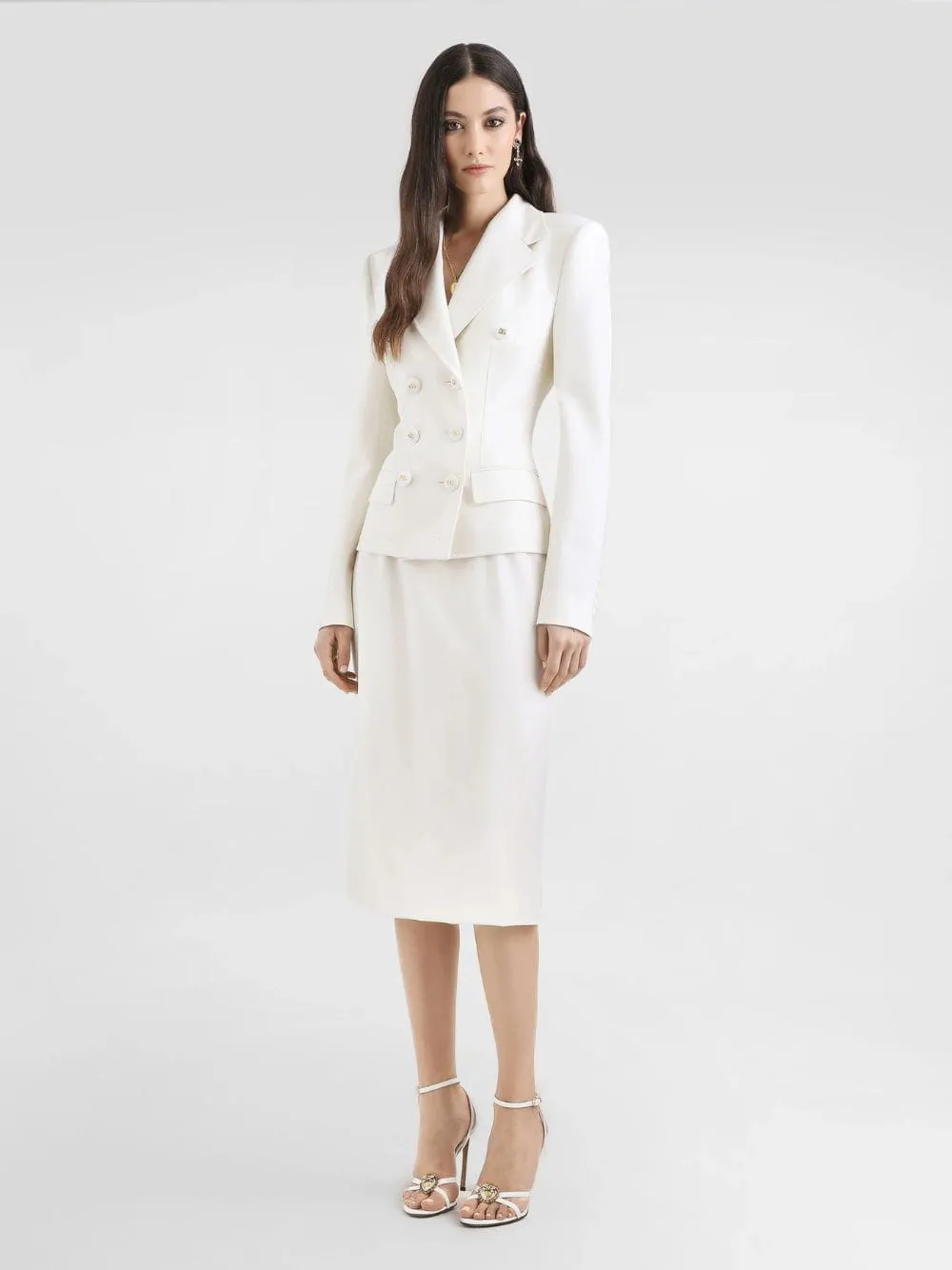 White Double-Breasted Twill Blazer sold by Fashion Clinic product image thumbnail 2