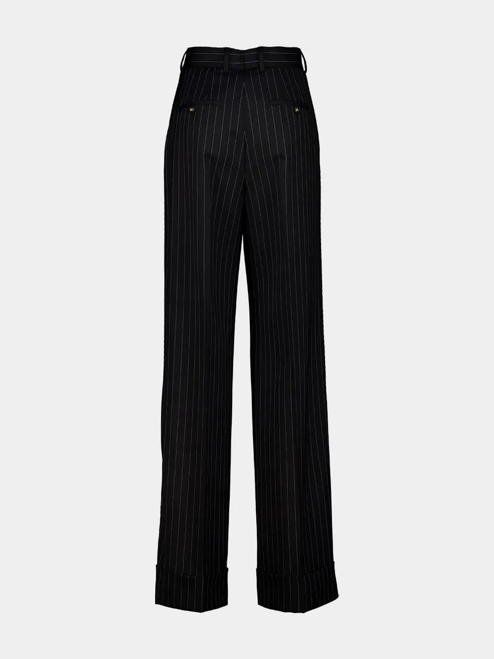 Black Pinstripe Bi-Stretch Wool Trousers sold by Fashion Clinic product image thumbnail 3