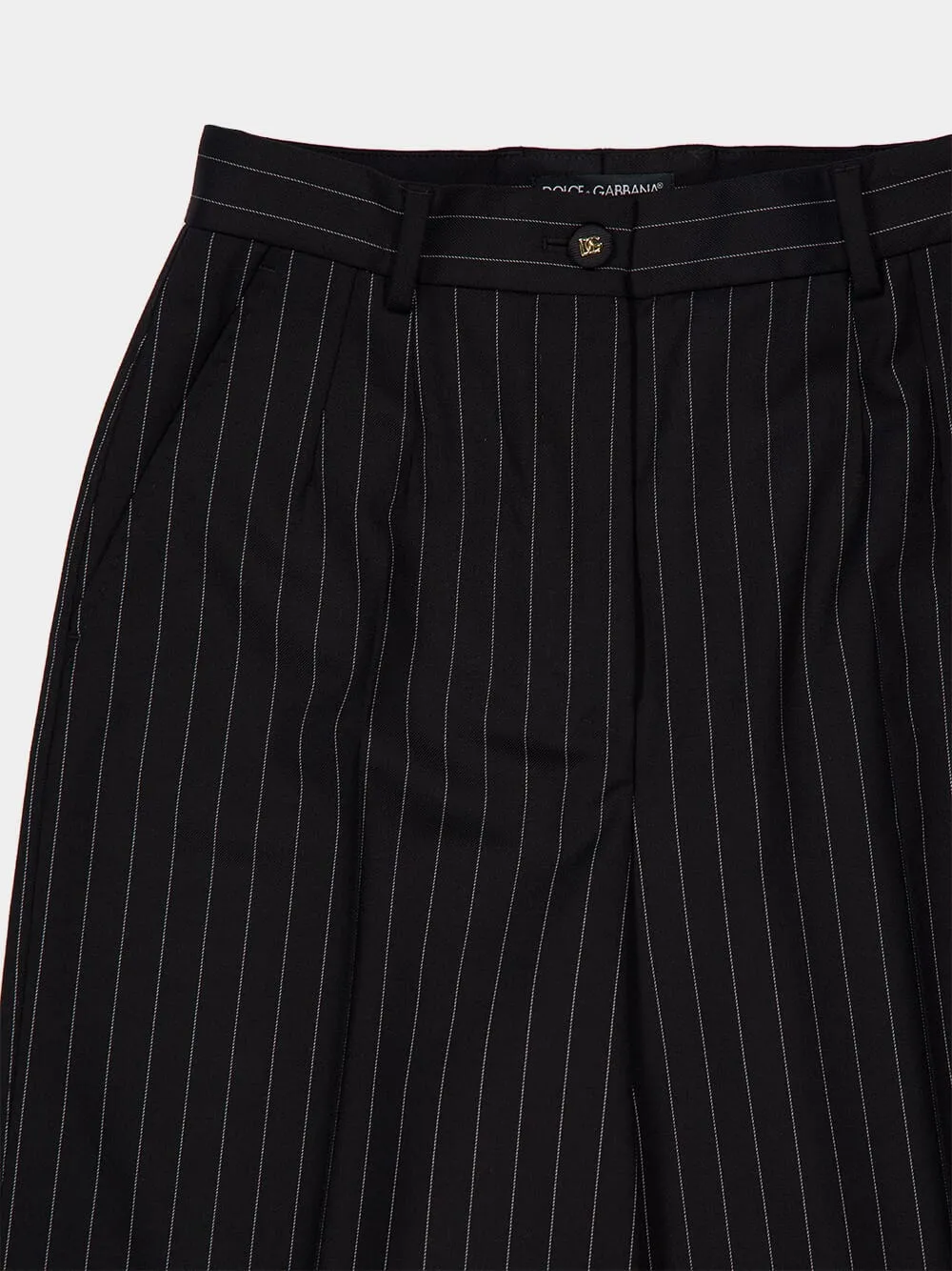 Black Pinstripe Bi-Stretch Wool Trousers sold by Fashion Clinic product image thumbnail 5